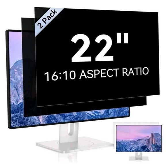 2 Pack 22-in Computer Privacy Screen for 16:10 Anti Glare Blue Light Protection - Picture 1 of 10